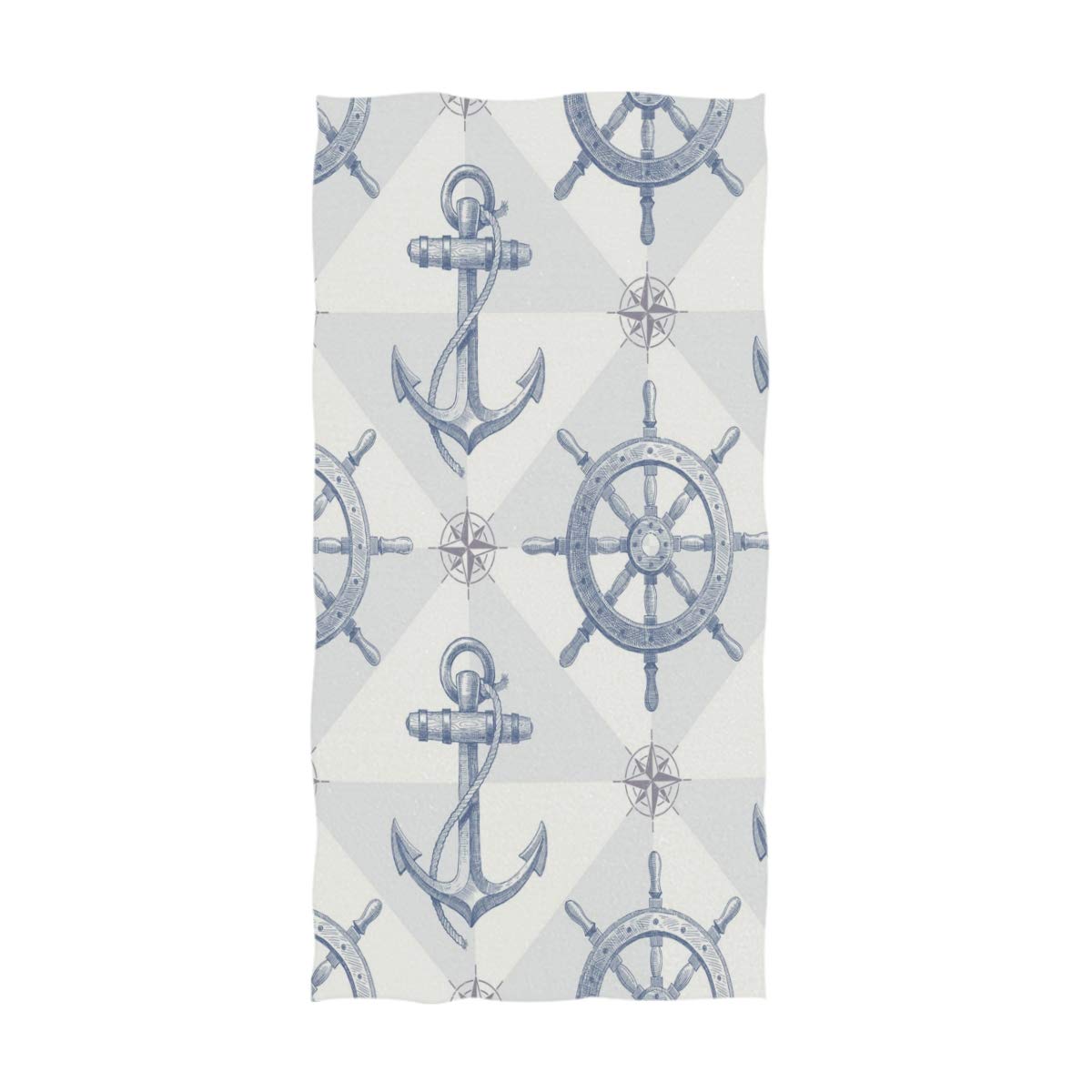 Wamika Nautical Themed Hand Towels - Ship Wheel & Anchor Design - Highly Absorbent Bathroom, Gym & Spa Towels (30x15 Inch) - Perfect for Hand, Face & Kitchen Use - Coastal Home Decor & Guest Bath Essentials