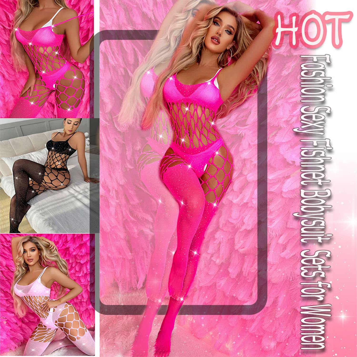 Sexy Women's Fishnet Bodystocking & Stockings - Lingerie Bodysuit for Women - Perfect for Valentine's Day, Boudoir Photography and Romantic Nights