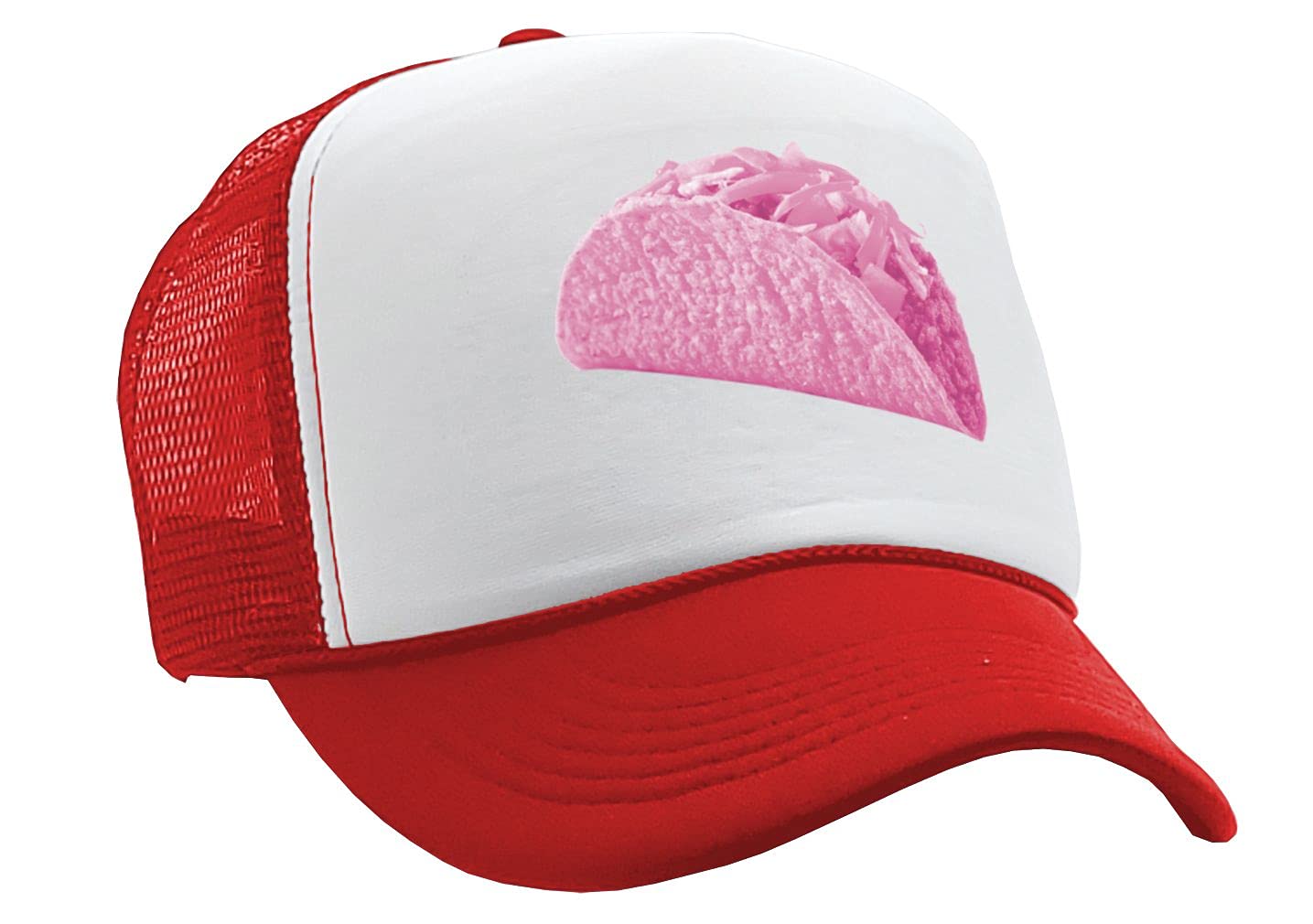 Gooder Tees - Pink Taco Funny Trucker Hat - Vintage Retro Style Joke Gag Gift for Men & Women - Perfect for Parties, Costumes & Prank Scenes