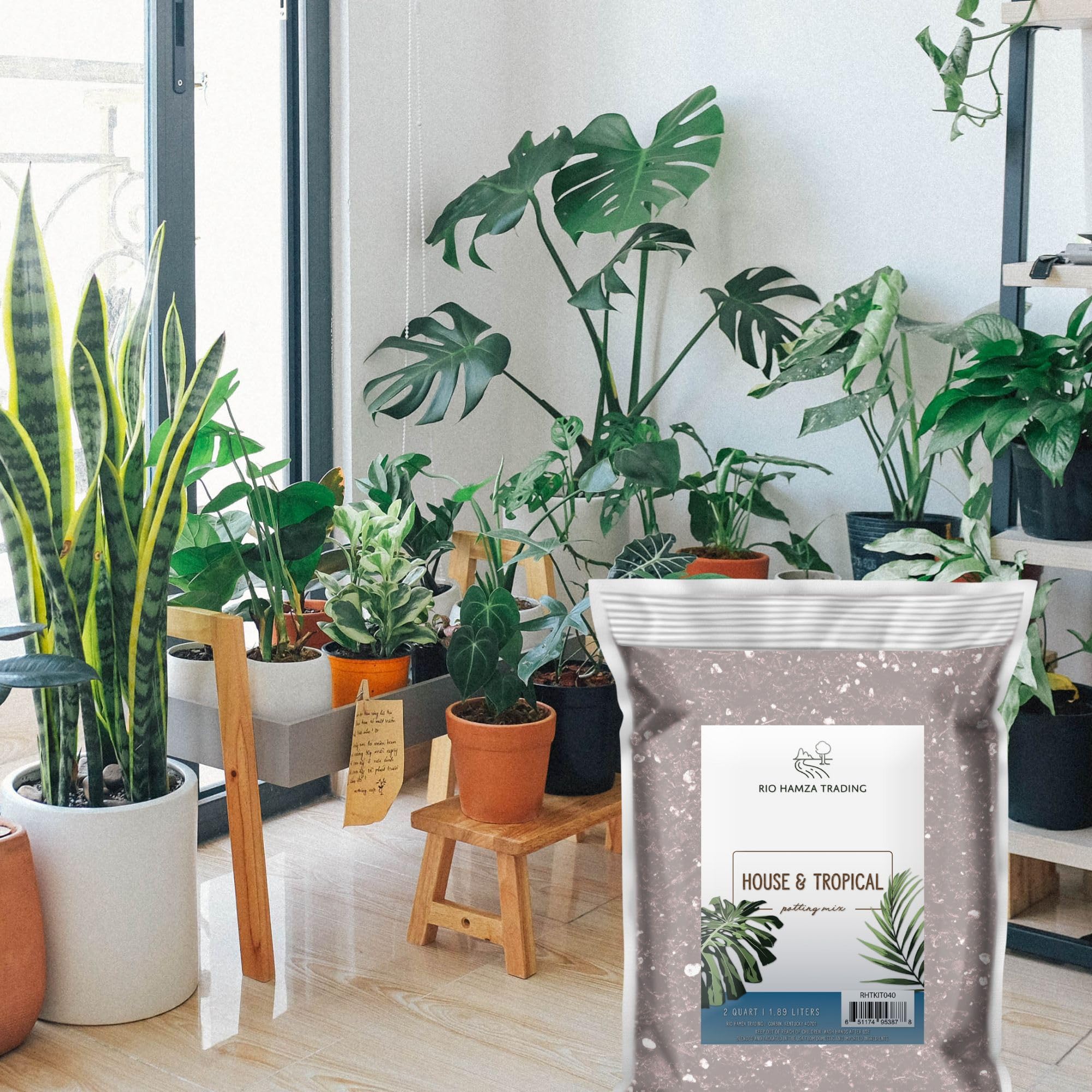 Premium Tropical House Plant Potting Soil Mix - 2 Quart Bag | Nutrient-Rich Blend for Monstera, Pothos, Philodendron & All Indoor Plants | Perfect for Repotting, Transplanting & Healthy Growth