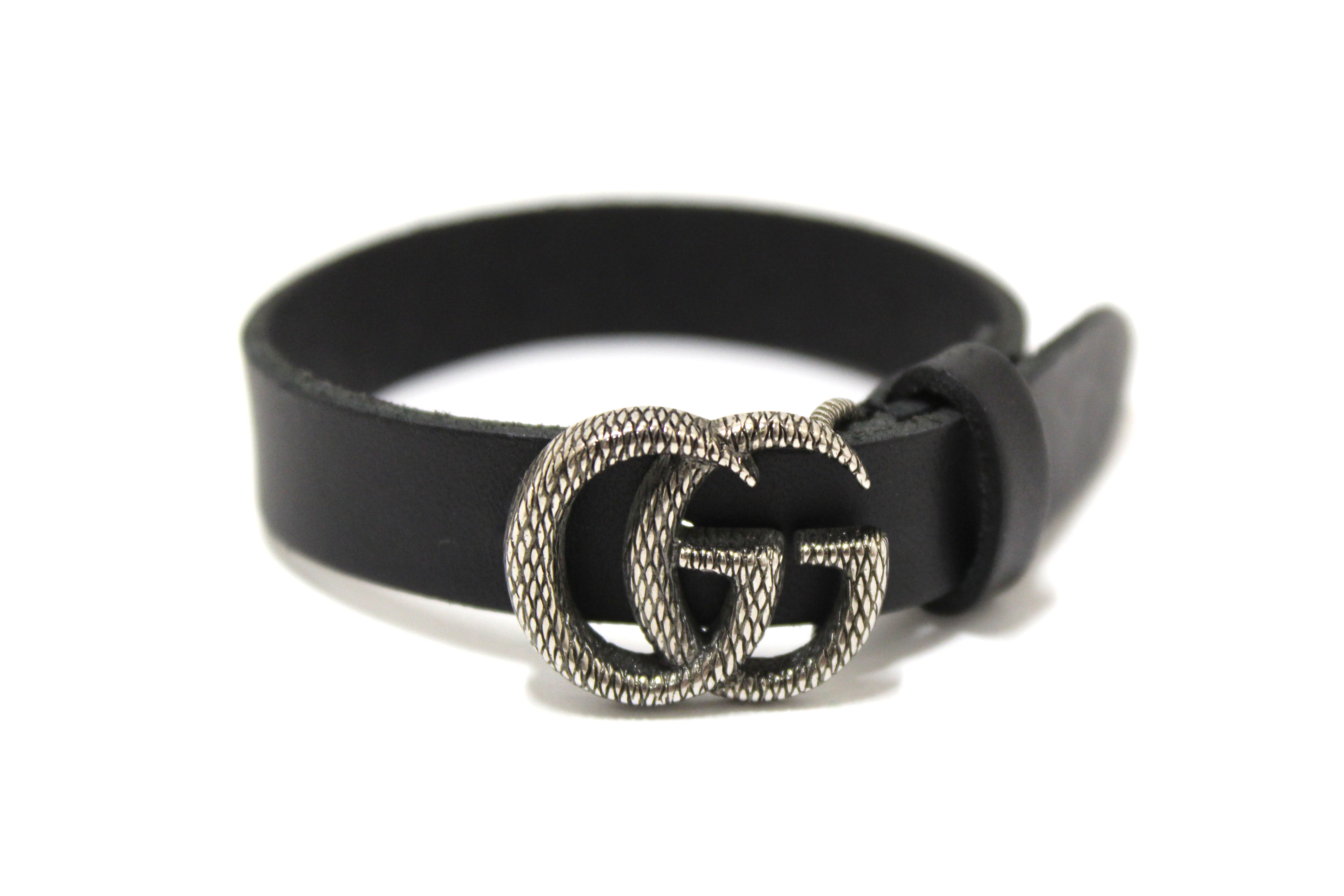 Authentic Gucci Black Leather Double G Engraved Bracelet for Women - Size S (Model 648702) | Luxury Fashion Jewelry Gift for Birthday, Anniversary & Special Occasions