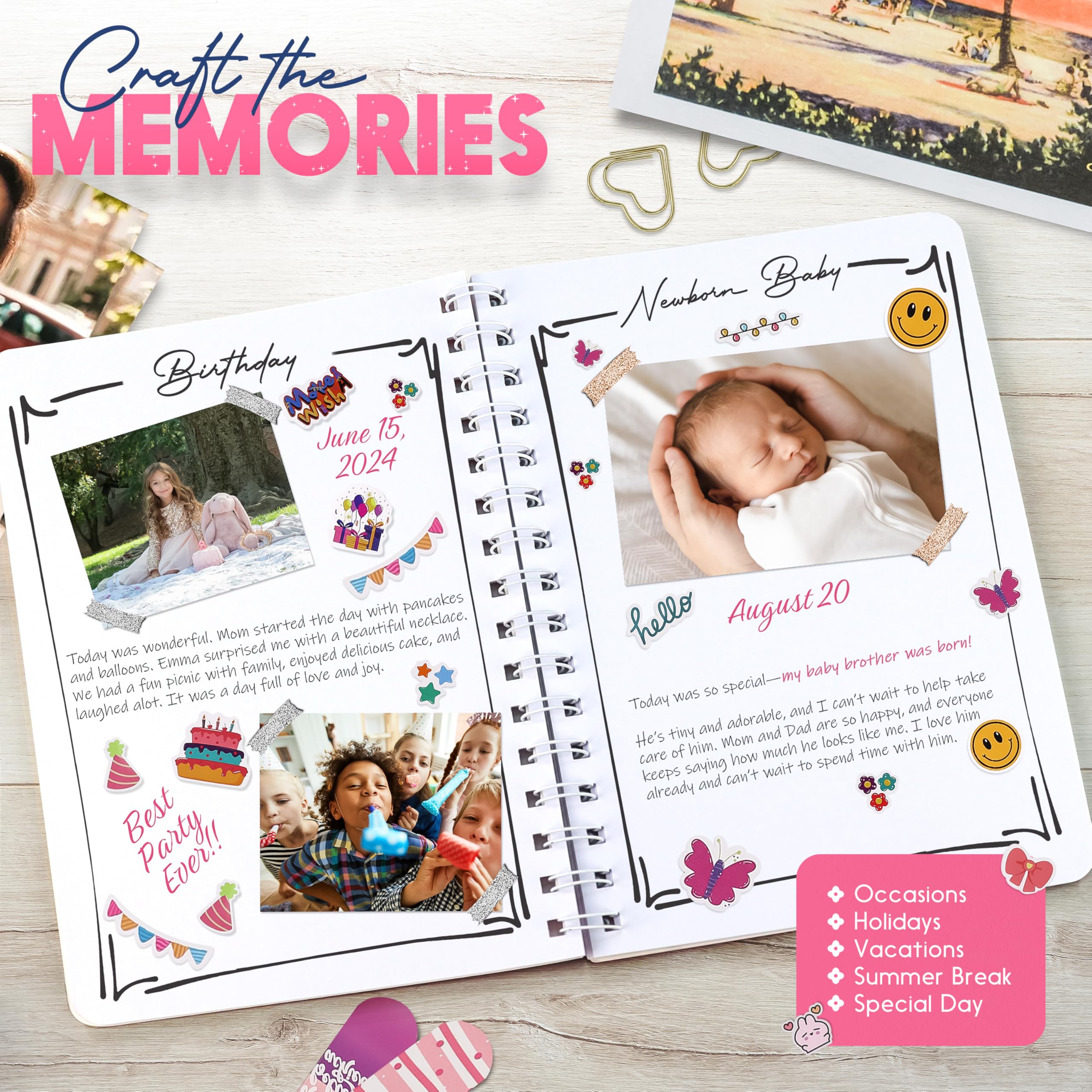 FINcredible DIY Journal Kit for Girls - 100 Pcs Creative Scrapbooking Supplies for Teens & Tweens - Trendy Birthday & Christmas Gift for Girls Age 6-14 - Perfect for School Projects, Memory Keeping & Creative Expression