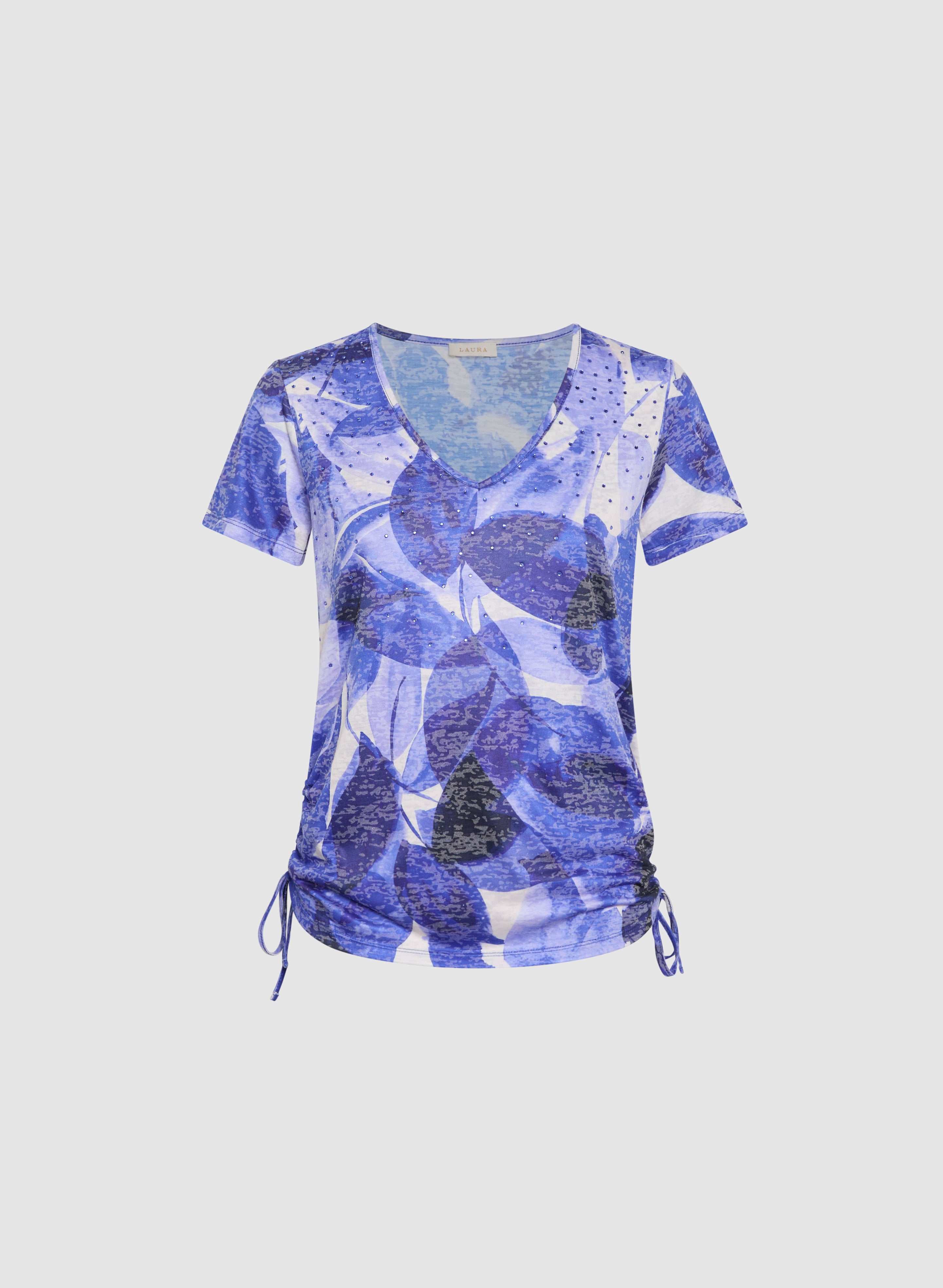Stylish Embellished Leaf Print T-Shirt for Women | Trendy Floral Graphic Tee | Perfect for Casual Outings, Summer Parties & Boho Fashion