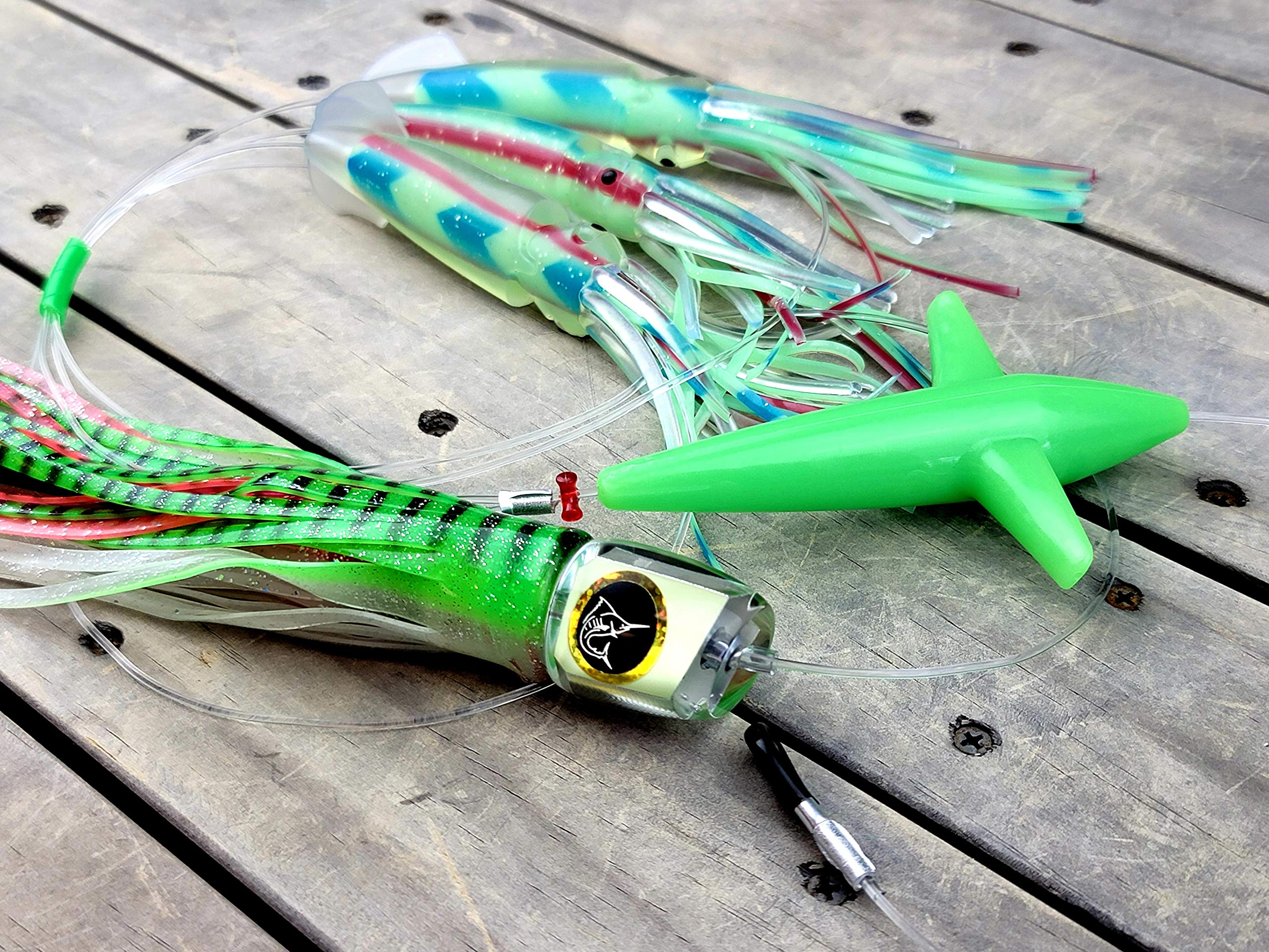 Premium Bigeye Tuna Fishing Lure - Super Glow Luminous Daisy Chain Trolling Lure for Marlin & Tuna | Durable Urethane Construction | Made in USA | Perfect for Offshore Deep Sea Fishing & Saltwater Trolling