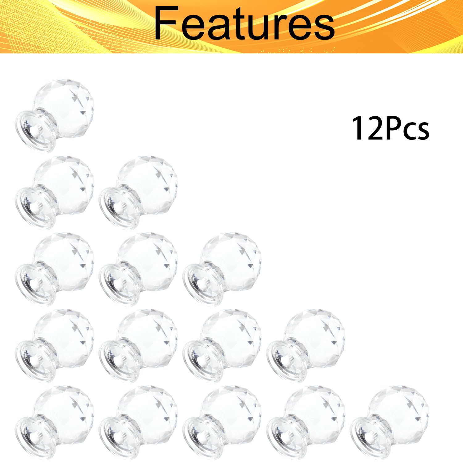 12Pcs Crystal Knobs - Clear Acrylic Diamond Pull Handles for Drawers & Cabinets | Home Decor Upgrade