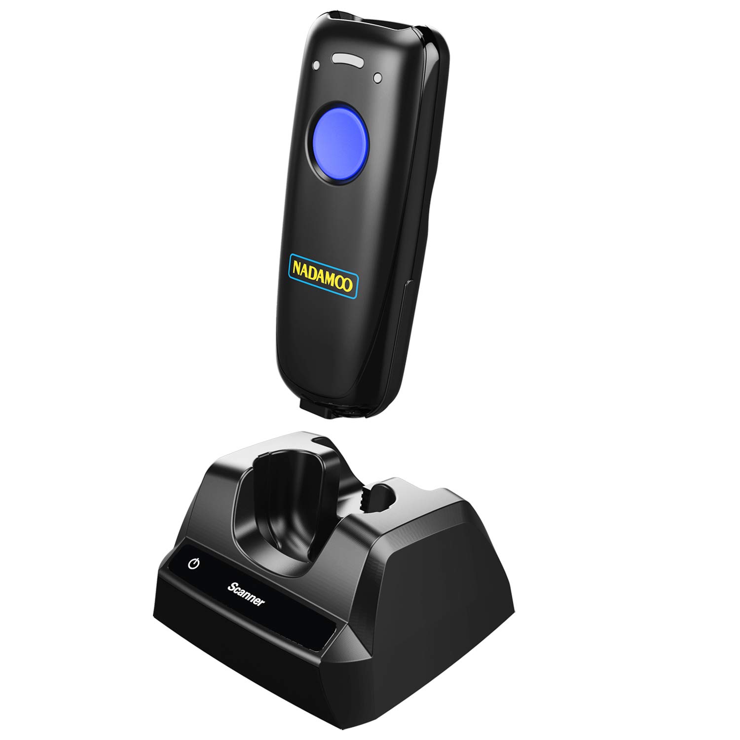 NADAMOO Wireless Bluetooth Barcode Scanner with Charging Dock - Portable USB 1D Barcode Reader for Inventory Management, Compatible with iPhone, iPad, Android & iOS Devices (2.4G Wireless/Wired) - Perfect for Retail Stores, Warehouses & Small Business Inventory Tracking