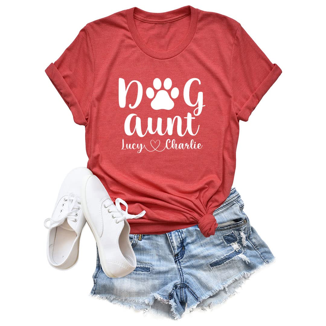 Custom Dog Aunt T-Shirt with Personalized Dog Names - Unique Gift for Dog Lovers - Perfect for Birthdays, Holidays & Dog-Themed Events
