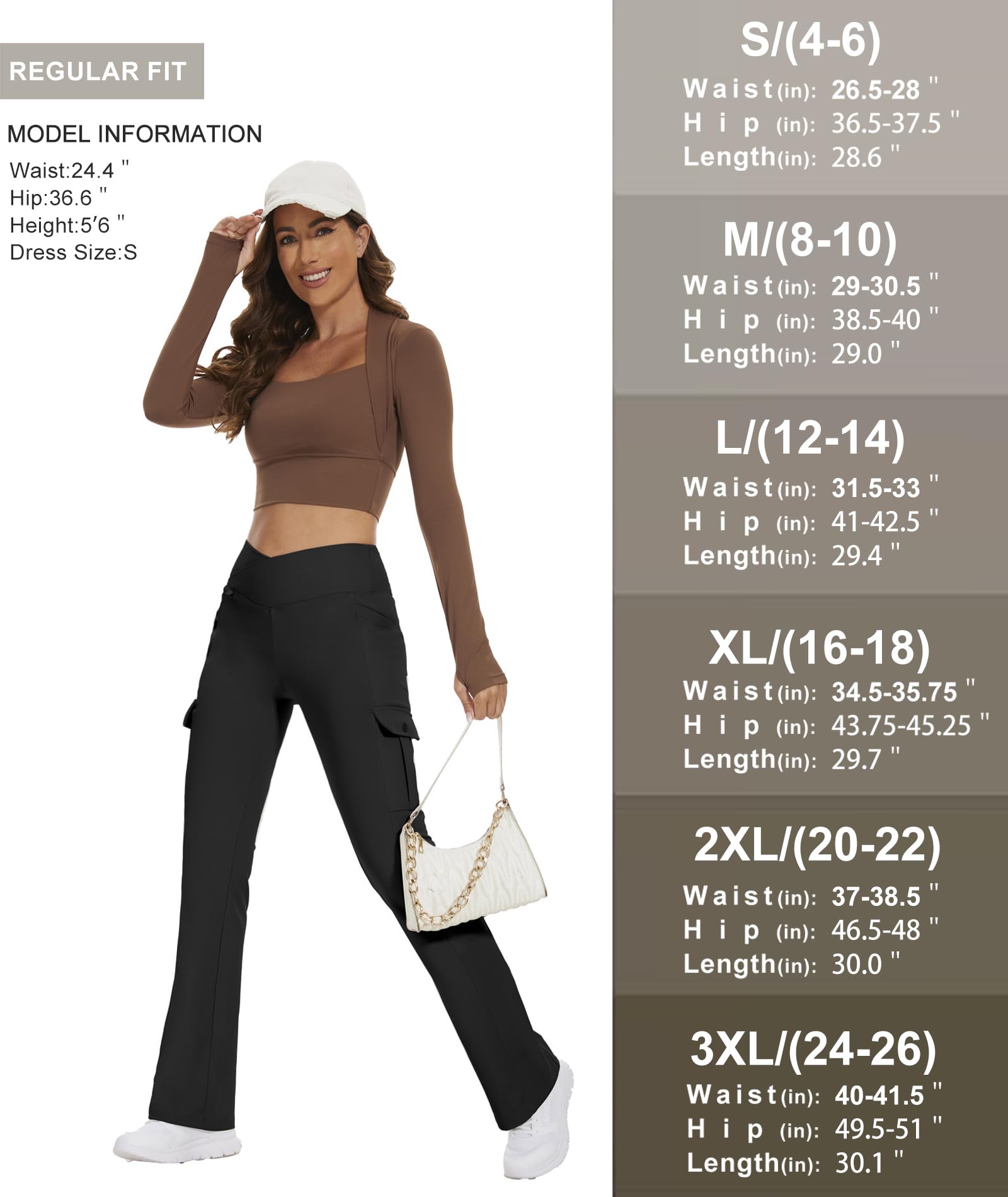Women's Flare Leggings - High Waist Yoga Pants with Tummy Control, Crossover Bootcut Design & 5 Functional Pockets for Workout, Running & Casual Wear