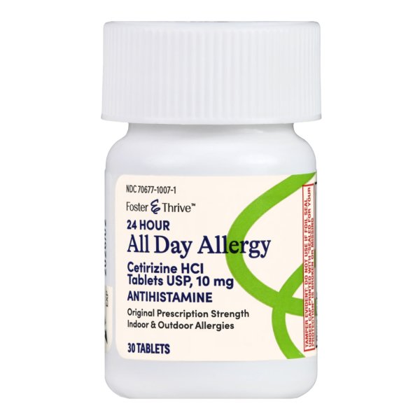 Foster & Thrive Cetirizine Allergy Relief Tablets 10mg - 30 Count Bottle | Fast-Acting Antihistamine for Seasonal Allergies, Hay Fever & Itchy Eyes | Indoor & Outdoor Allergy Relief for Adults & Kids