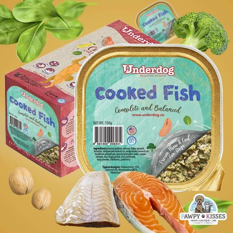 Premium Underdog Cooked Fish Dog Food - Alaskan Pollock & Salmon Blend - Fresh Frozen 1.2kg - Healthy Protein for Dogs - Perfect for Mealtime & Training Treats