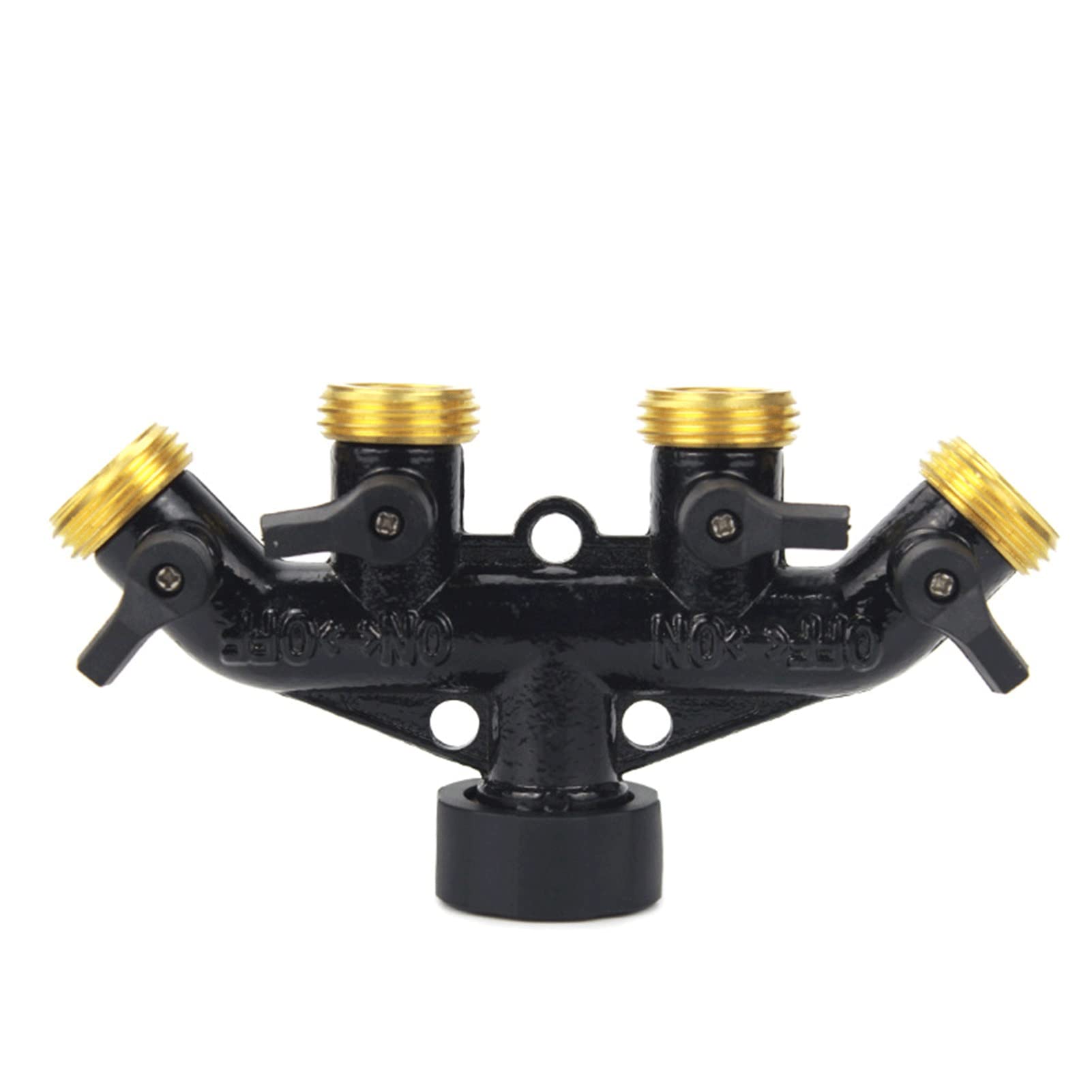 Odekai 4-Way Heavy Duty Brass Garden Hose Splitter with Controllable Valves - Outdoor Tap Adapter & Nozzle Switcher Connector for Greenhouse, Lawn Irrigation, Car Washing & Gardening