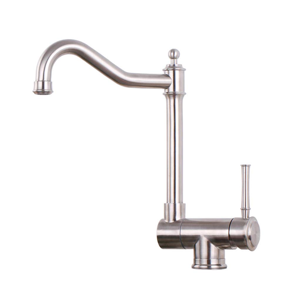 304 Stainless Steel Single Hole Kitchen Faucet - Foldable & Rotating Hot and Cold Water Tap for Sink Basin - Perfect for Small Spaces, RVs & Tiny Homes