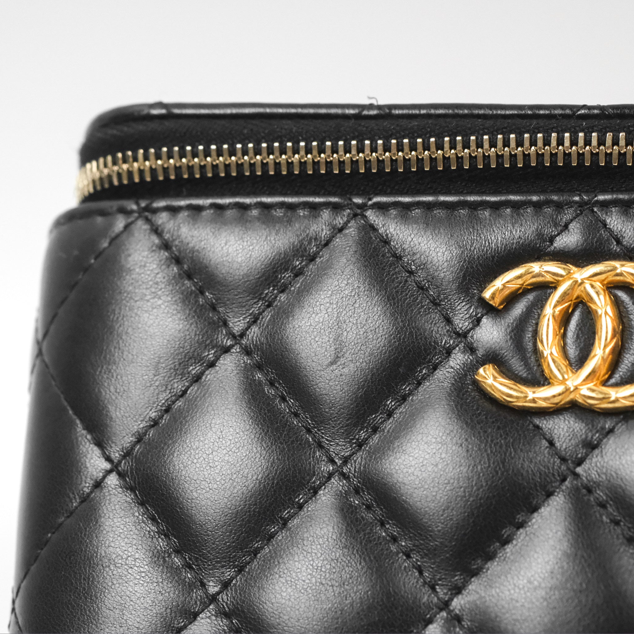 Chanel Adjustable Chain Black Lambskin Vanity Slide Bag with Aged Gold Hardware - Perfect for Evening Events, Date Nights & Luxury Fashion Accessories
