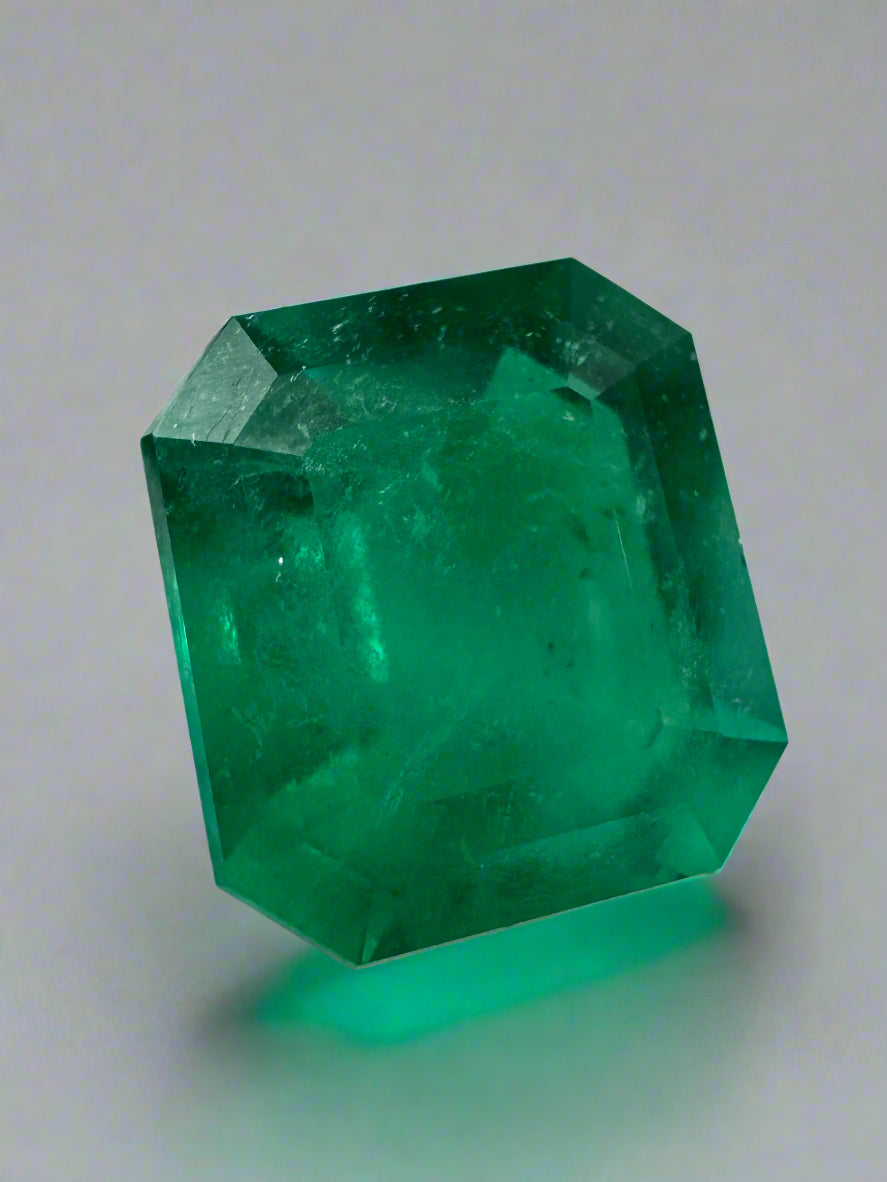 13.04 Carat Large 15x14mm AAA+ Loose Colombian Emerald Gemstone - Emerald Cut for Jewelry Making, Engagement Rings & Luxury Gifts