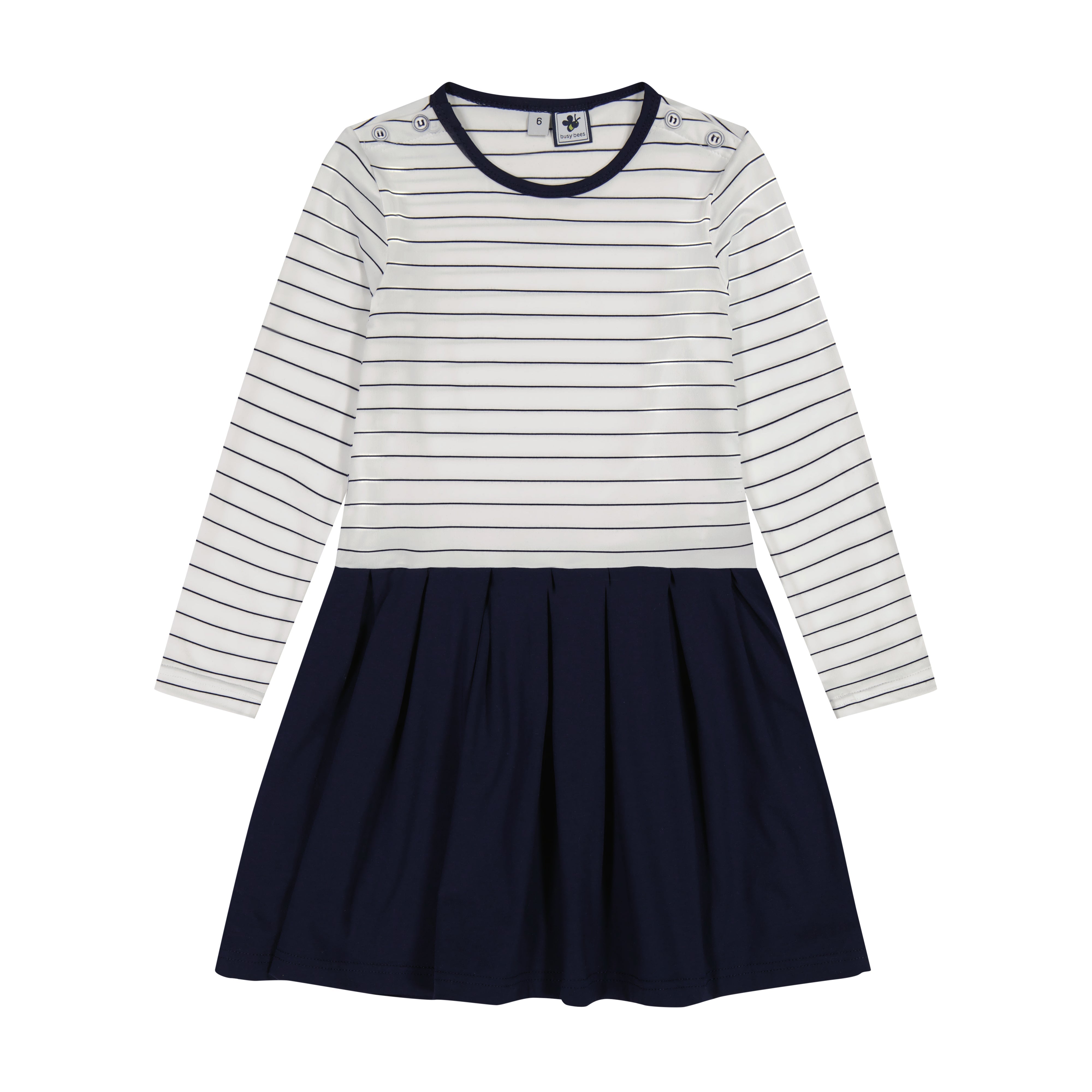 Francesca Girls Drop Waist Navy Mini Stripe Dress - Casual Summer Outfit for Kids, Perfect for School, Parties & Family Gatherings
