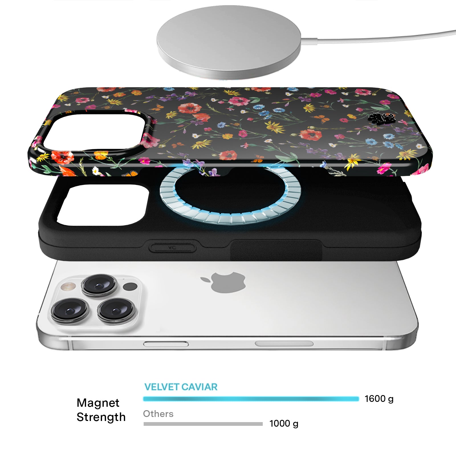 Black Wildflower iPhone Case - Durable Slim Protective Cover for iPhone [Model] - Perfect for Everyday Use, Travel & Outdoor Adventures