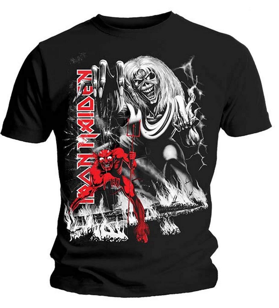 Iron Maiden 'Number of The Beast' Jumbo Print Black T-Shirt | Heavy Metal Band Tee for Concerts & Casual Wear