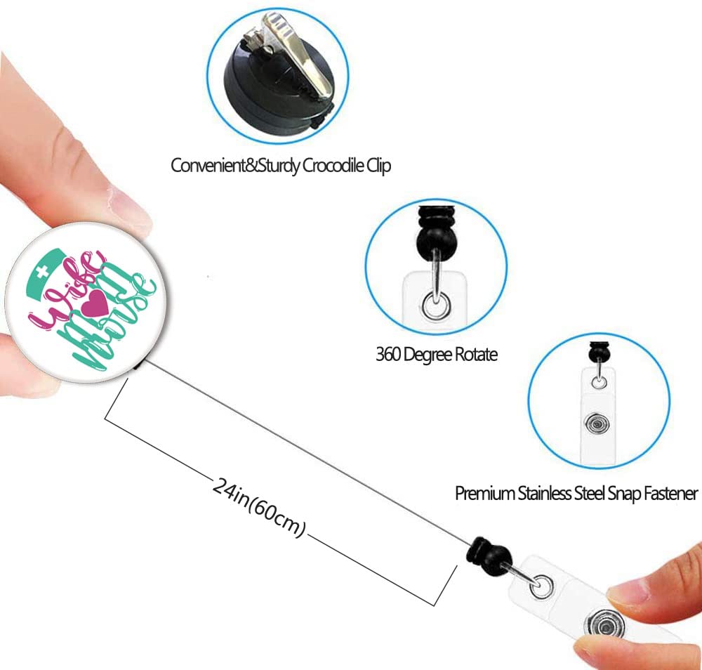 Nursing ID Badge Holder Retractable Clip - RN Badge Reel with Alligator Clip & Nylon Cord for Nurses, Doctors, and Healthcare Professionals | Perfect for Hospitals, Clinics, and Medical Facilities