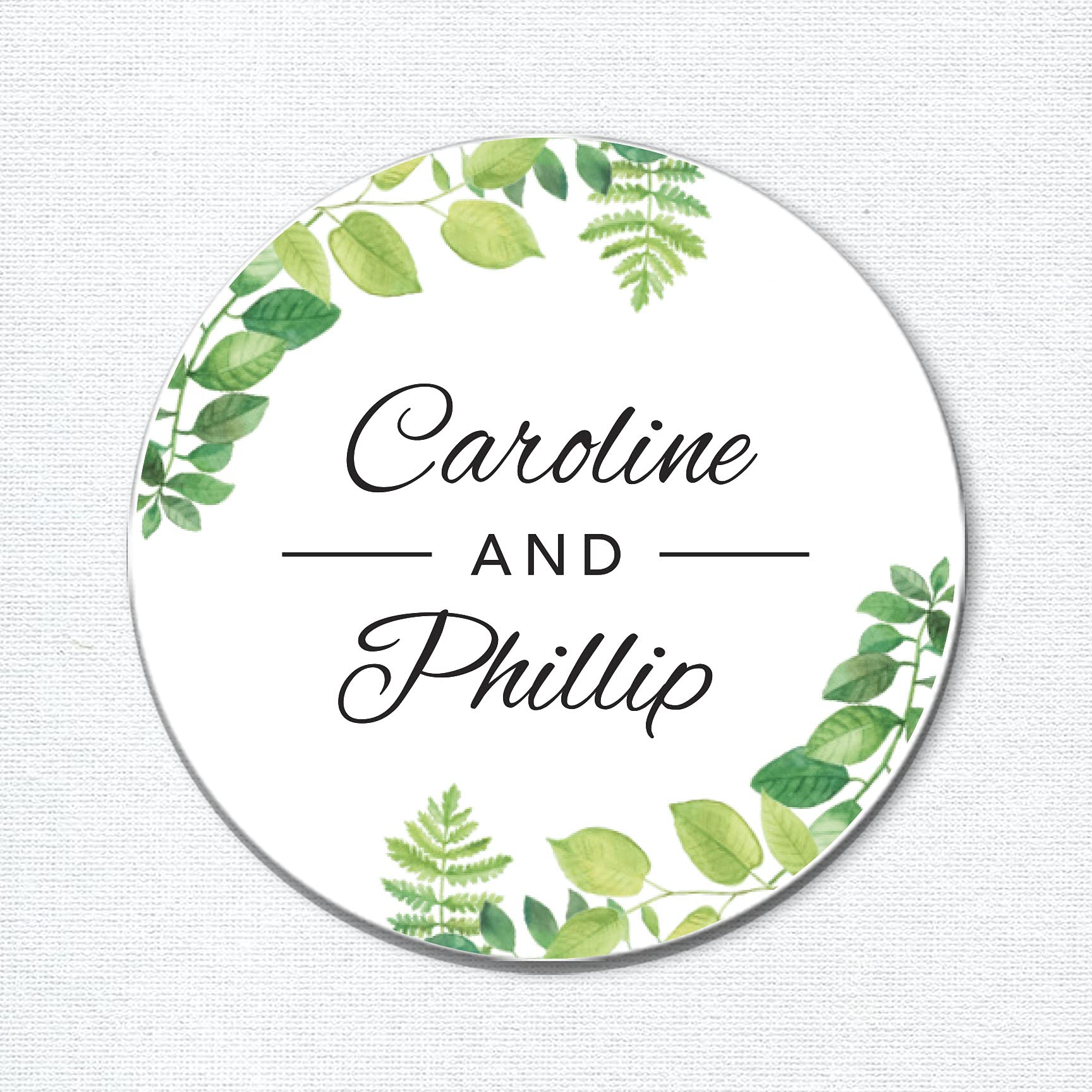 Elegant Greenery Wedding Stickers with Calligraphy - Custom Name Labels for Woodland Weddings, Favors & Invitations - Perfect for DIY Wedding Decor, Gift Wrapping & Table Place Cards