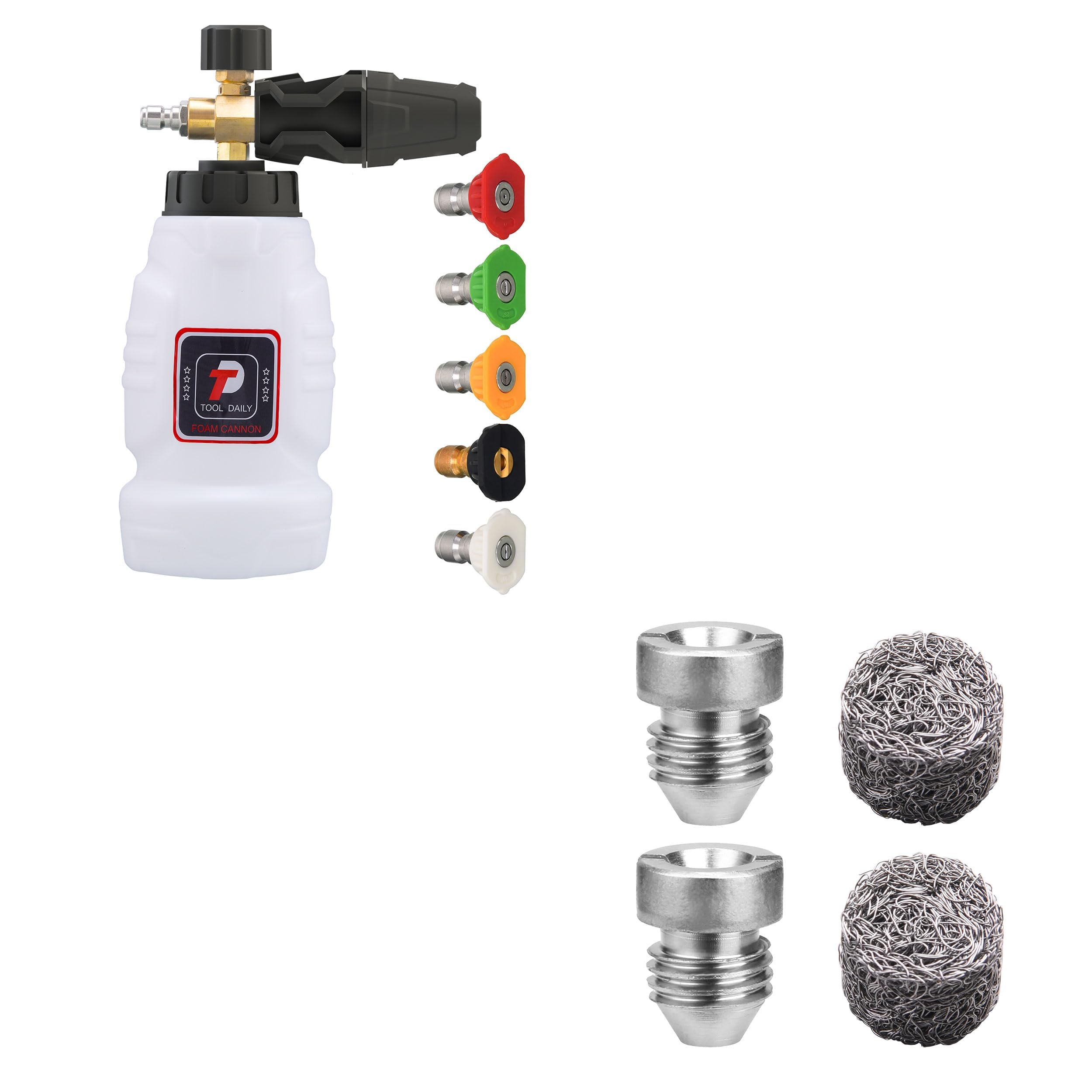Premium Foam Cannon for Pressure Washer - 1.1mm Orifice, High Foam Output for Car Washing, Home Cleaning & Detailing | Tool Daily Professional Foam Maker for Deep Cleaning Vehicles, Driveways & Outdoor Surfaces