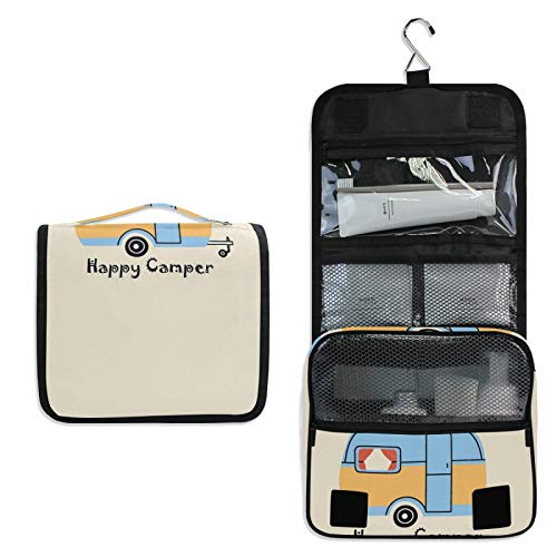 Travel Cosmetic Bag for Women - Portable Hanging Toiletry Organizer with Hook for Camping, Van & Bathroom Use