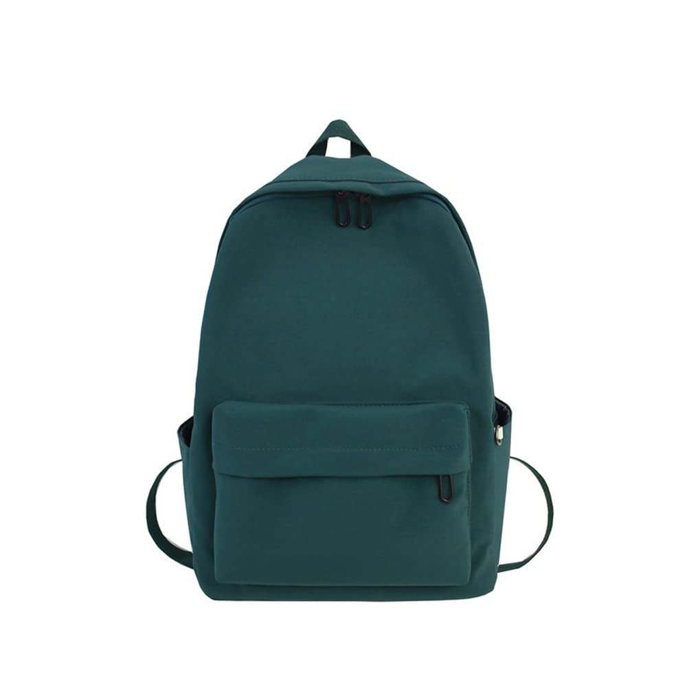 Korean Solid Color Nylon Backpack - Large Capacity Waterproof Travel Backpack for Women, Lightweight School Bag for College Students, Outdoor Hiking & Daily Commute (Green)