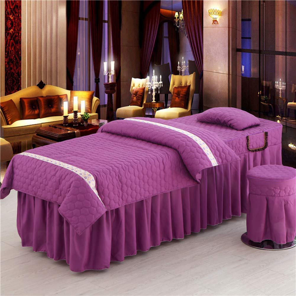 Premium Massage Table Sheet Set with Face Rest Hole - 4-Piece Beauty Bed Cover for Massage Therapy & Acupuncture - 60x180cm (24x71inch) - Ideal for Spas, Salons, and Professional Massage Clinics