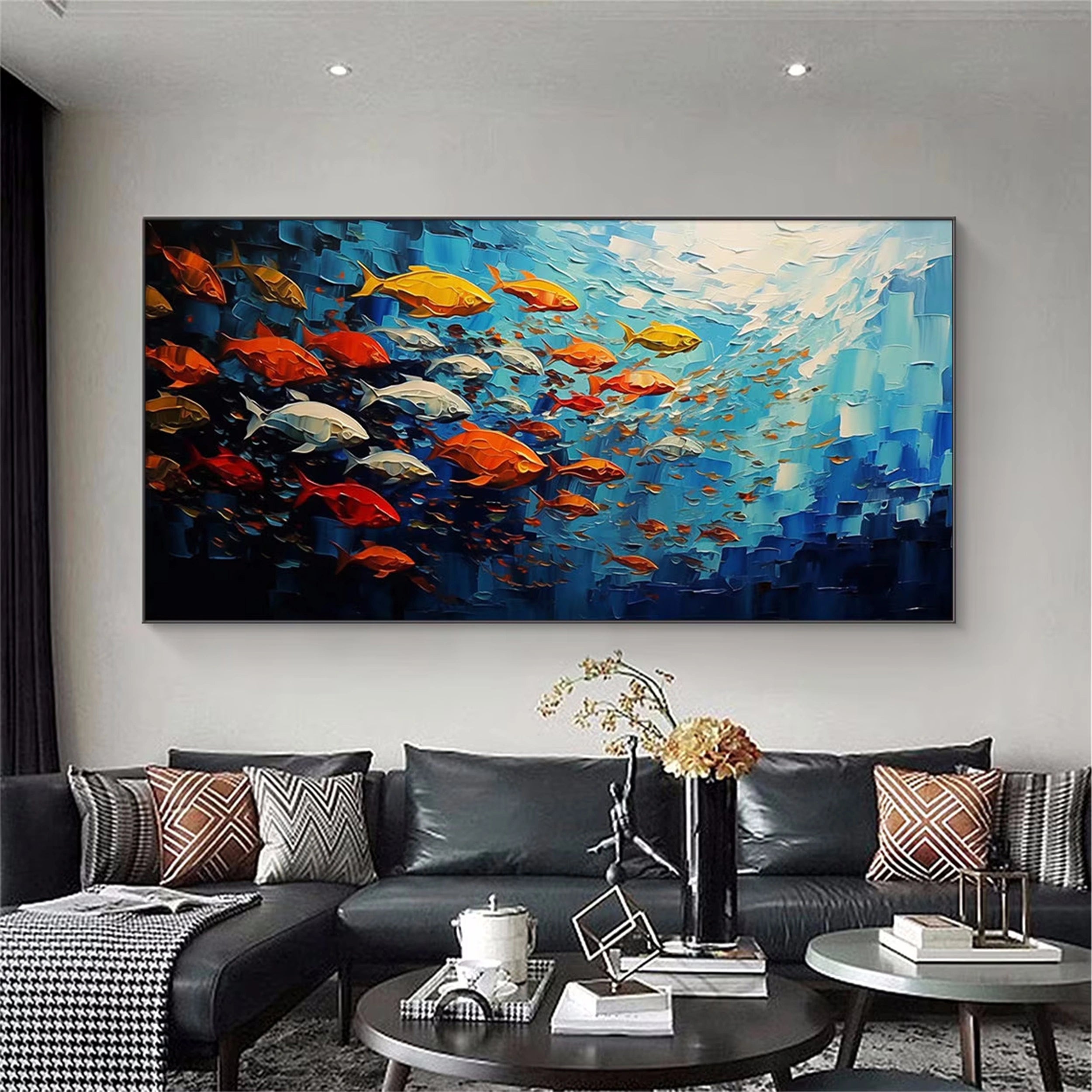 Ocean And Sky Painting #OS 101 - Handmade Canvas Wall Art for Home & Office Decor - Perfect for Living Room, Bedroom, or Office Wall Decor