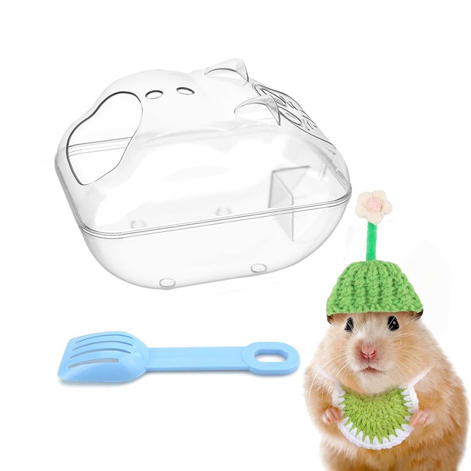 Premium Hamster Sand Bath Container - Large Hamster Bathtub with Cleaning Spoon | Dwarf Hamster & Gerbil Bathroom Box | Small Animal Cleaning & Habitat Decoration | Perfect for Cage Accessories & Pet Grooming