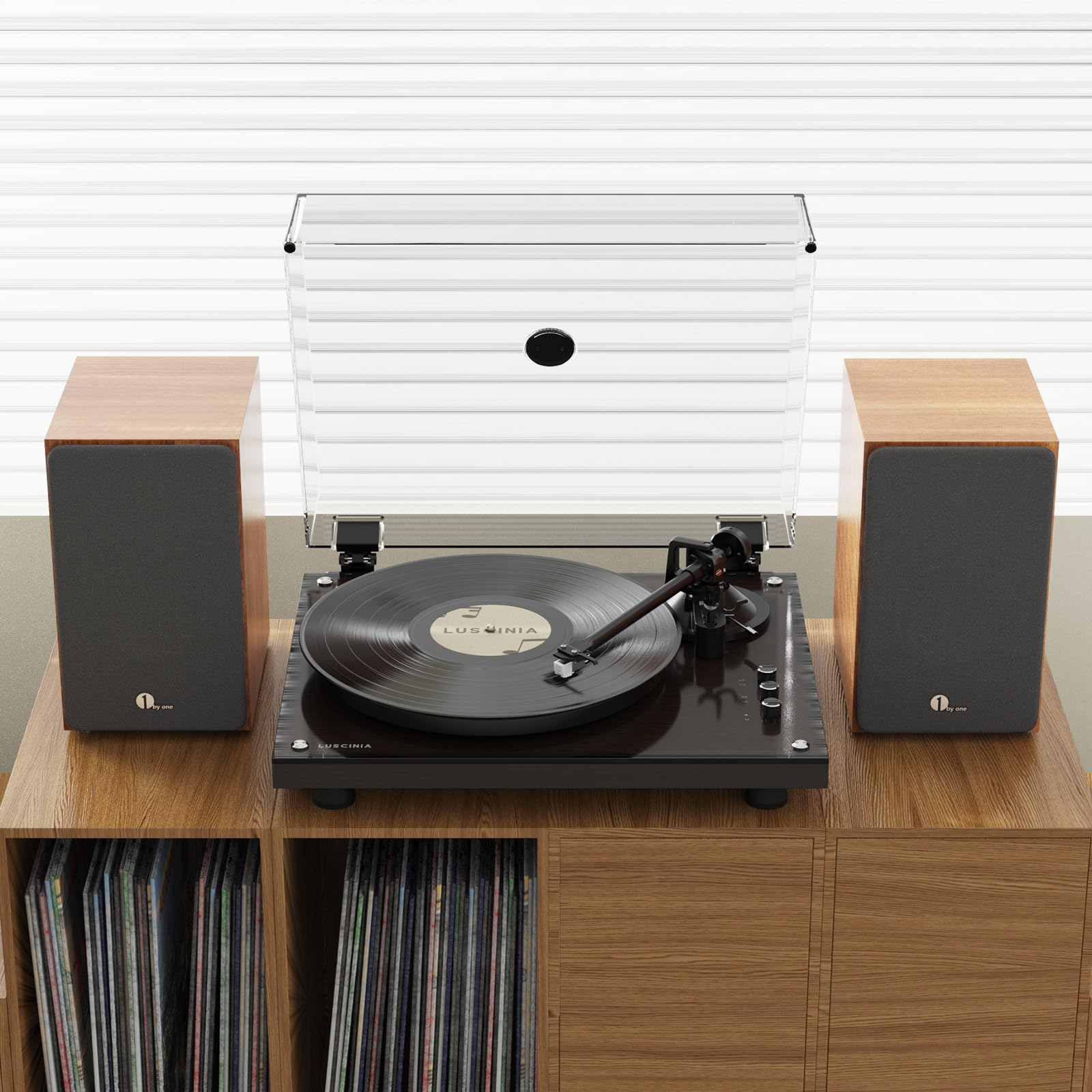 1 by ONE Bluetooth Bookshelf Speakers - Active 2 Way Speakers with 60W RMS & 100W Peak Power, Wireless Turntable Speakers with RCA/Bluetooth/Coaxial/Optical Inputs - Perfect for Home Audio, Gaming & Music Streaming