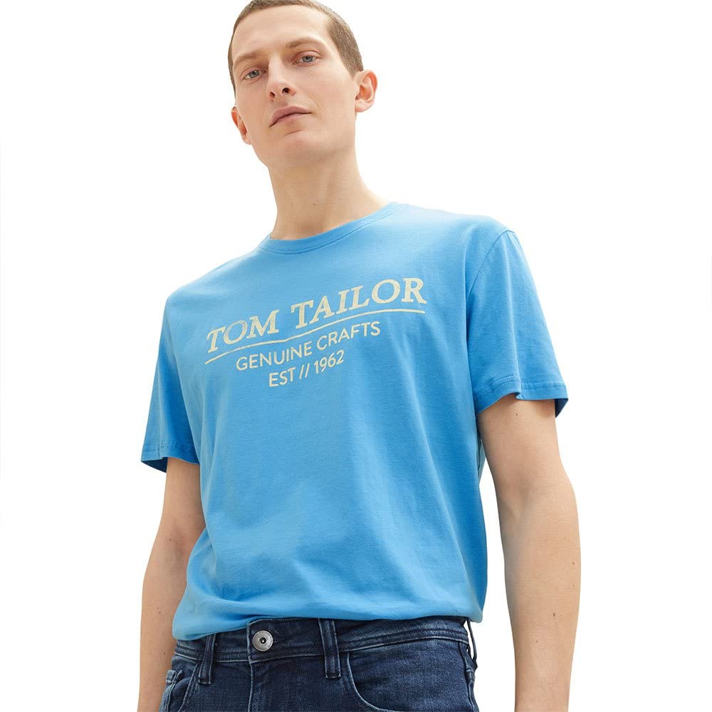 TOM TAILOR Men's Organic Cotton Logo T-Shirt - Comfortable Casual Wear for Everyday Outfits & Street Style