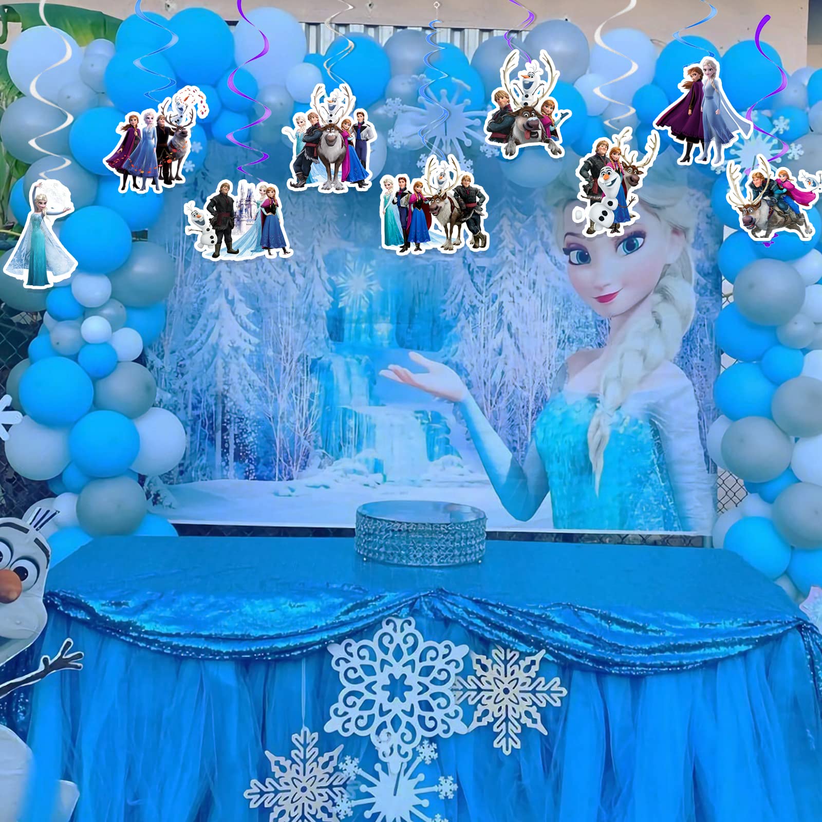 45-Piece Frozen Themed Foil Hanging Swirl Decorations - Disney Frozen Party Streamers for Ceiling Decor, Kids Birthday Party Supplies - Perfect for Frozen Birthday Parties, Baby Showers & Winter Wonderland Events