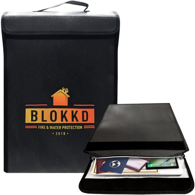 BLOKKD Fireproof Document Bag - Waterproof & Fire Resistant Safe for Important Documents, Certificates & Cash - Portable Fireproof Box for Home, Office & Travel Emergency Protection
