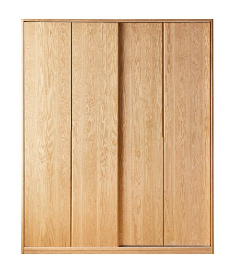 Solid Oak Wood Sliding Door Wardrobe - Durable & Stylish Closet Storage for Bedroom, Living Room, and Office Organization