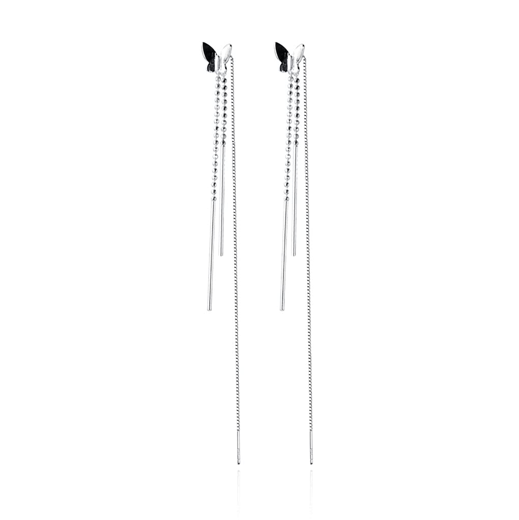 SLUYNZ 925 Sterling Silver Butterfly Dangle Earrings for Women - Elegant Threader Tassel Chain Jewelry | Perfect for Parties, Weddings & Everyday Wear