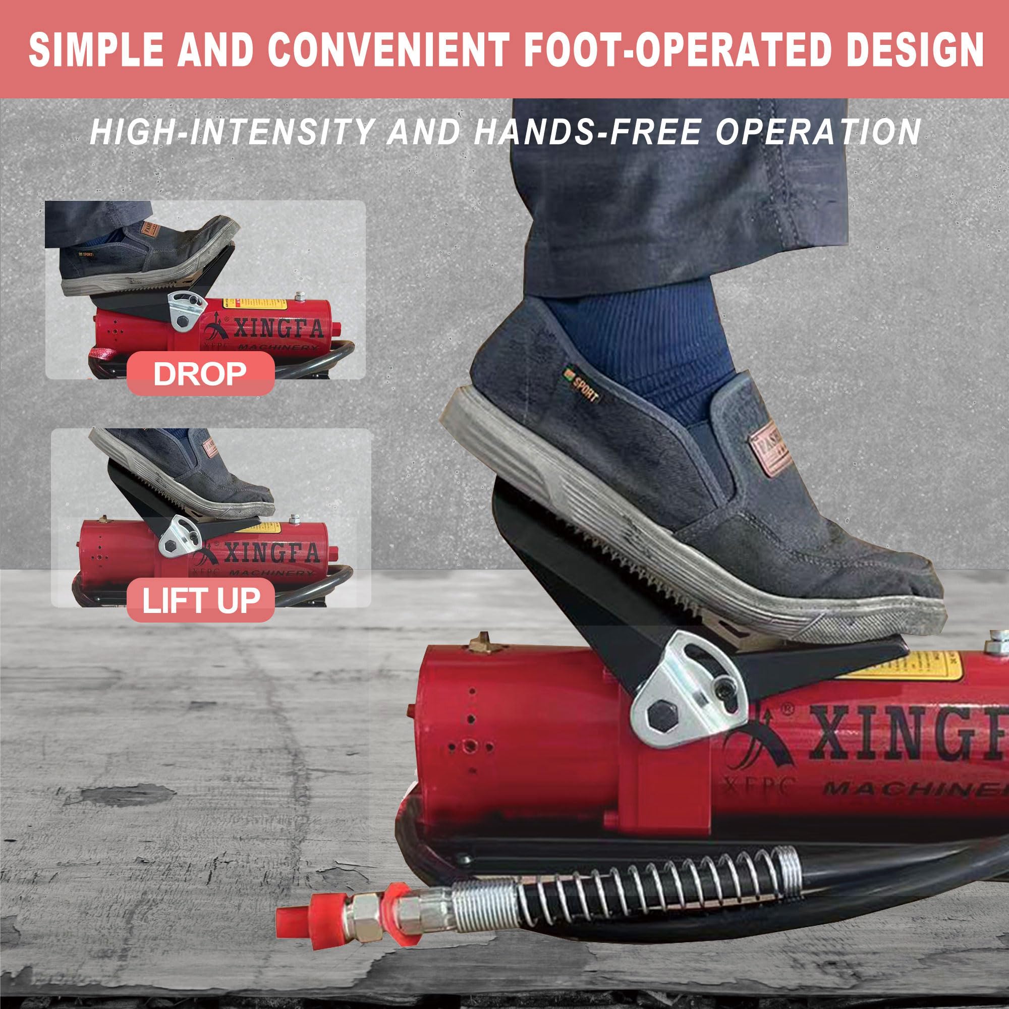 10,000 PSI Air Hydraulic Pump with 1.7L Reservoir - 3/8