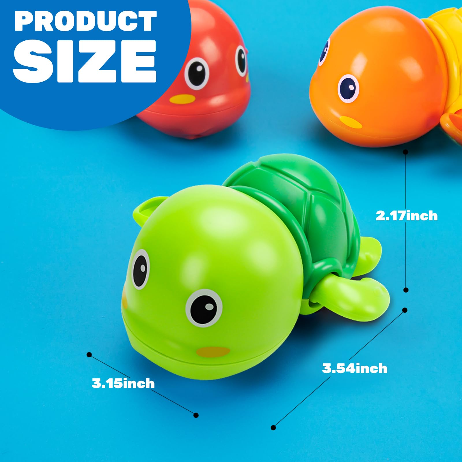6 Pack Swimming Turtle Bath Toys for Toddlers 1-3 Years - Wind Up Floating Pool Toys for Baby Boys & Girls - Fun Bathtub & Water Play Gifts for Infants, Kids Birthday & Summer Pool Parties