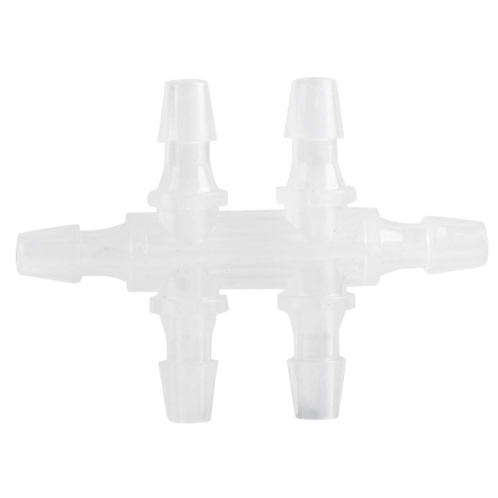 6-Way PVC Aquarium Pipe Adapter - 10PCS Transparent Fish Tank Hose Connector for Hydroponics & Aquariums