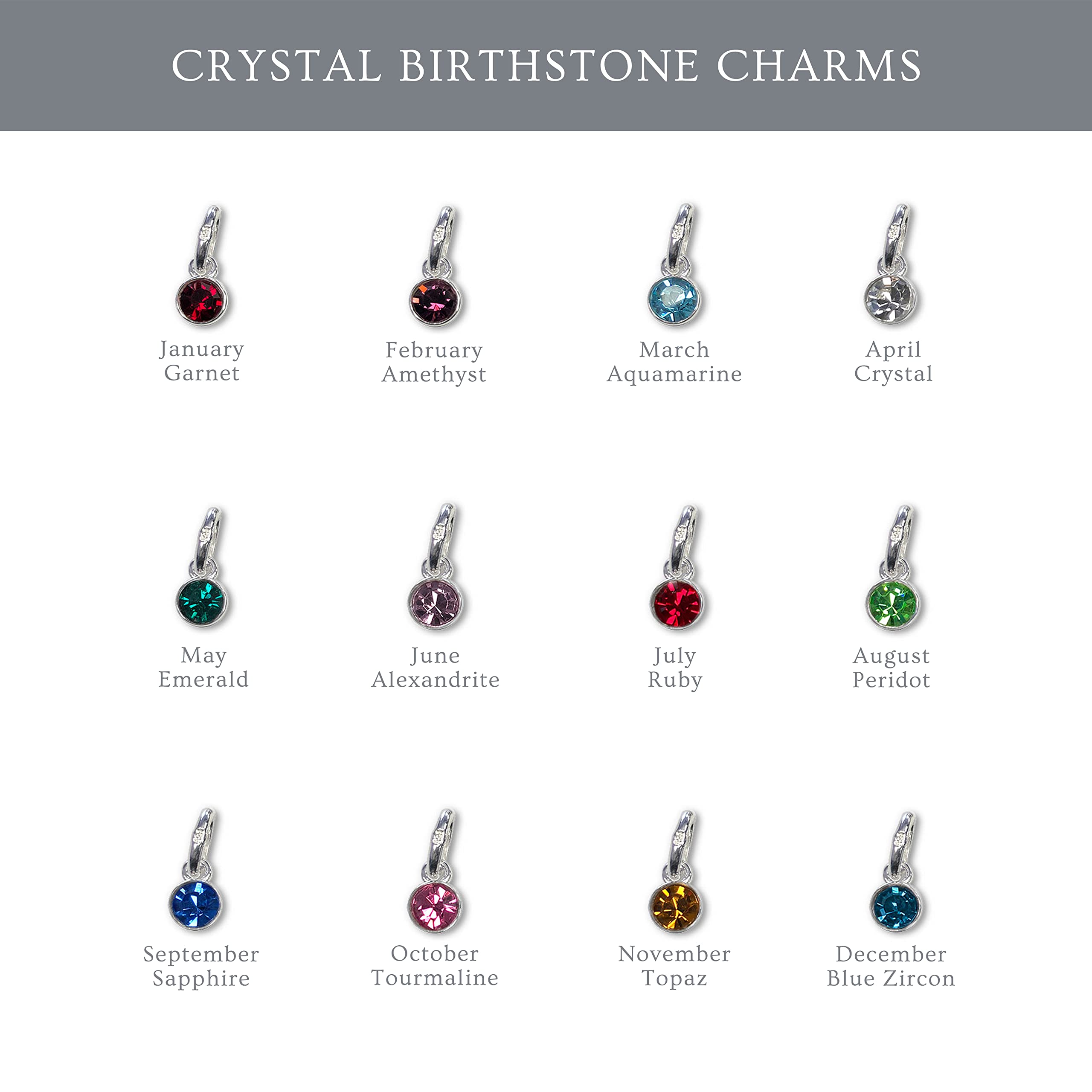 Heart Crystal Birthstone Charm Necklace in Sterling Silver - Perfect Gift for Anniversary, Birthday & Valentine's Day