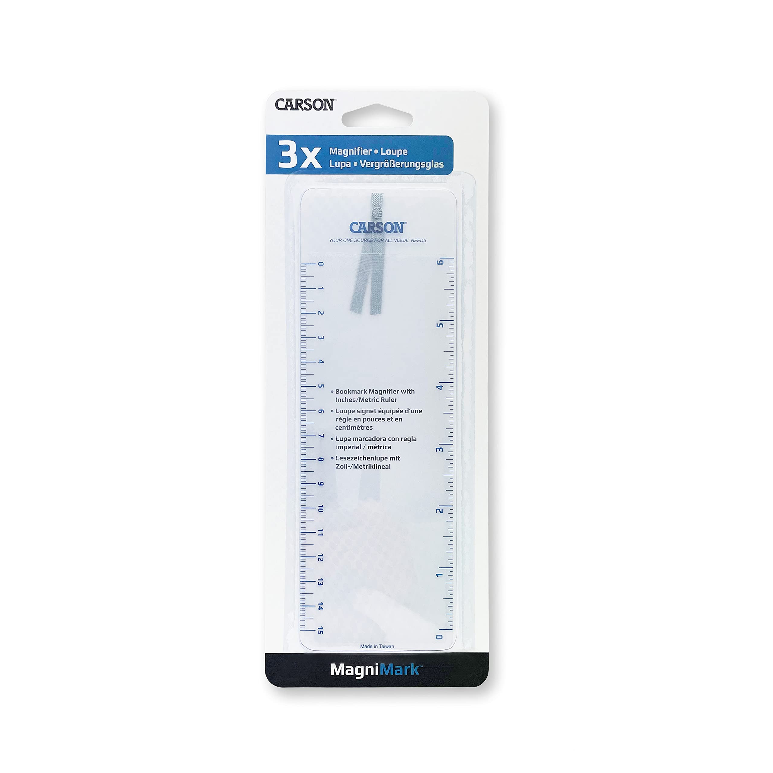 Carson MagniMark Fresnel 3x Magnifying Glass with 6-Inch Ruler - Portable Page Magnifier for Reading Small Print (MM-22) - Perfect for Books, Newspapers, Maps & Crafting