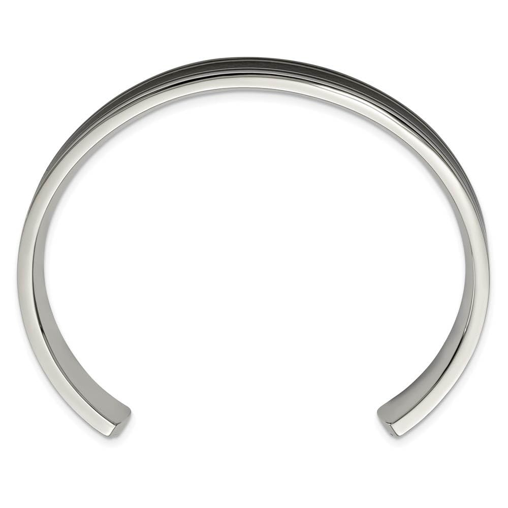 10mm Stainless Steel Black Plated Carbon Fiber Cuff Bracelet for Men - Stylish & Durable Wristband for Casual Wear, Gifts & Special Occasions