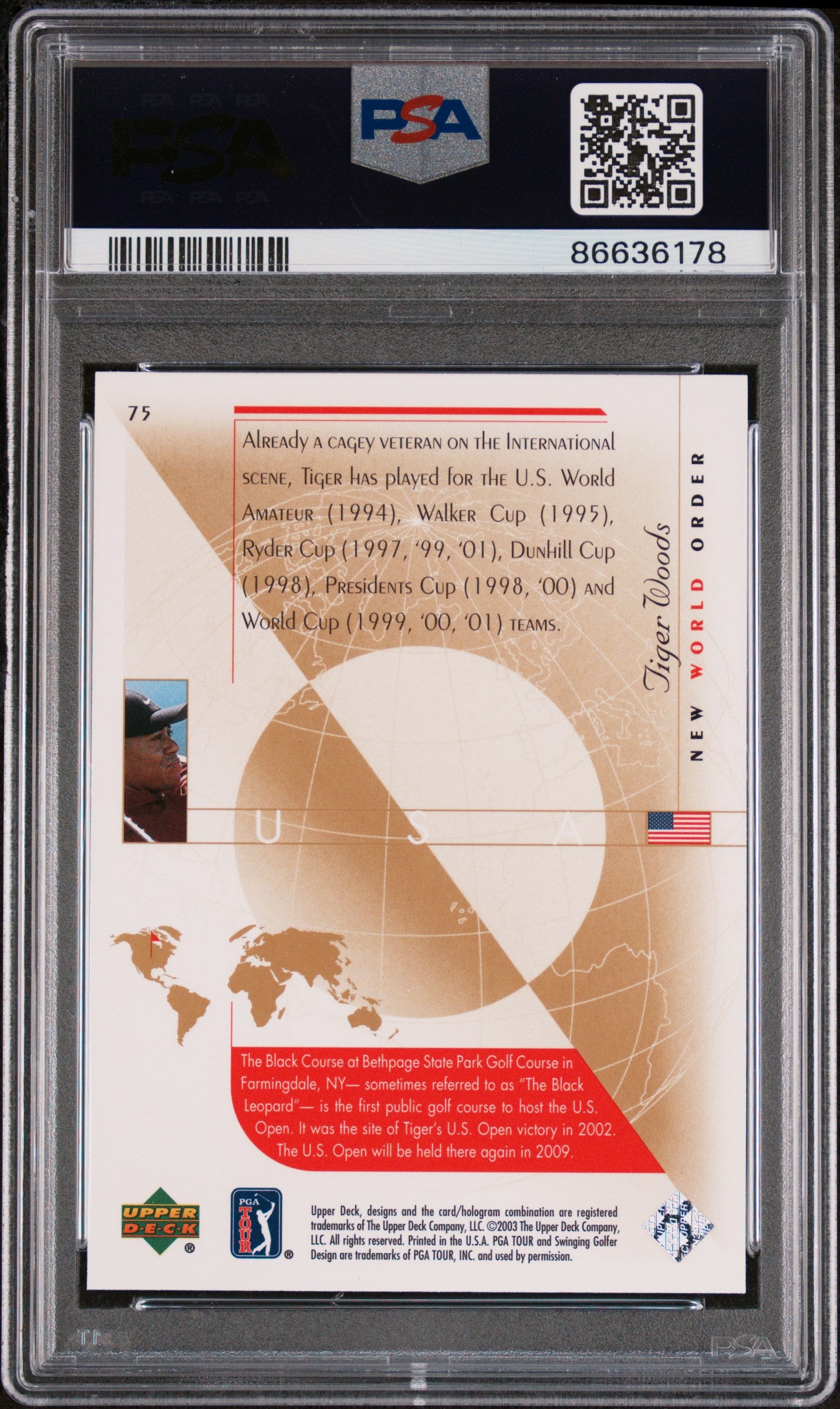 2003 Upper Deck Golf Tiger Woods #75 PSA 10 Gem Mint - Rare Collectible Trading Card for Sports Memorabilia & Investment - Perfect for Display, Gifting, and Card Collections