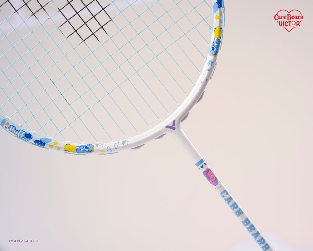Victor X Care Bears Auraspeed Unstrung Badminton Racket [Jagged Ice] ARS CBC M - Lightweight Carbon Fiber Badminton Racket for Adults & Teens - Perfect for Training, Tournaments & Recreational Play