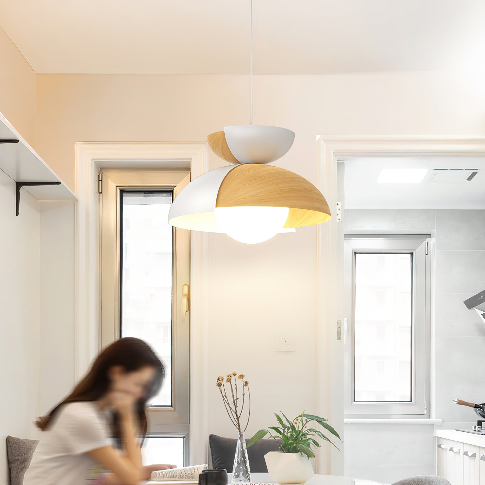 Large Bowl Pendant Light - Modern Hanging Lamp for Dining Room, Kitchen Island, or Living Room Decor