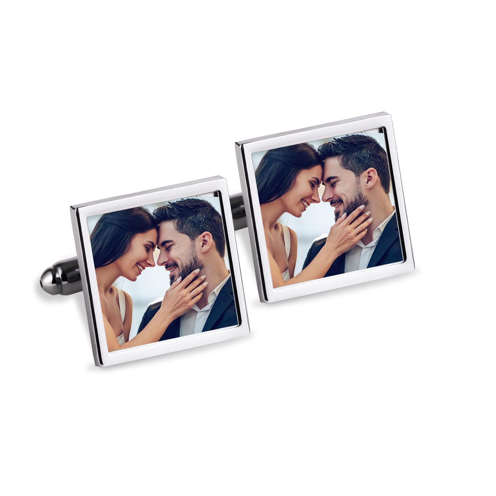 Custom Personalized Stainless Steel Cufflinks for Men - Wedding, Christmas & Business Gifts - Engraved Photo Cufflinks - Unique Dress Shirt Accessories for Formal Events, Prom & Special Occasions