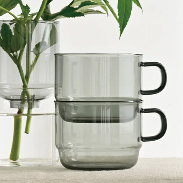 Hario Colours Glass Stacking Mug - 12oz Insulated Coffee Cup for Home, Office & Travel - Durable Stackable Drinking Glasses Set for Tea, Espresso & Hot Beverages