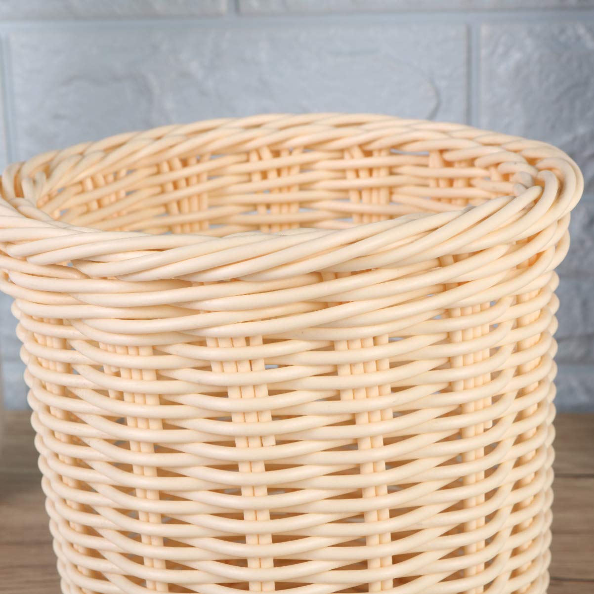 Zerodeko Woven Storage Basket - Pen Organizer, Flatware Holder, Desktop Plant Stand with Pot, Boho Wicker Hamper for Home Office Decor | Perfect for Organizing Stationery, Utensils, Small Plants & Trash in Living Room, Bedroom or Workspace