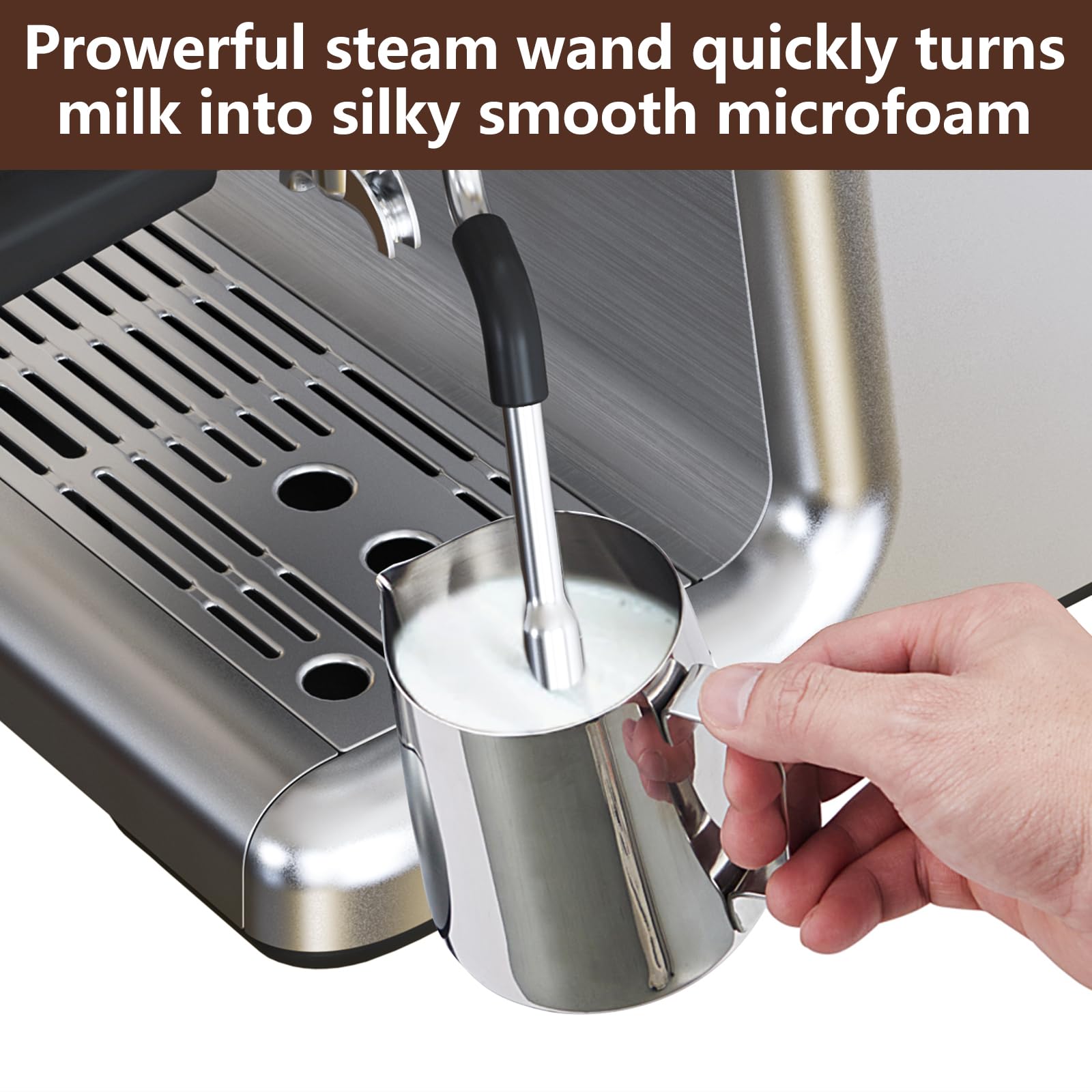 Premium 20 Bar Espresso Machine with Milk Frother & Built-in Coffee Grinder - Professional Home Coffee Maker for Espresso, Cappuccino, Latte - Single & Double Cup Options - 2.8L Removable Water Tank - Perfect for Home Baristas & Coffee Lovers (Ideal for Breakfast, Office Use & Entertaining Guests)
