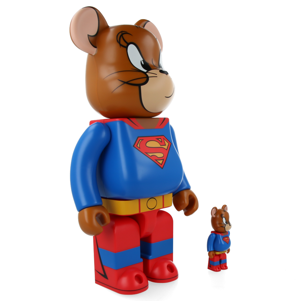 Tom and Jerry as Superman Bearbrick 400% & 100% Collectible Vinyl Art Toy - Perfect for Anime Fans, Home Decor, and Gift Giving