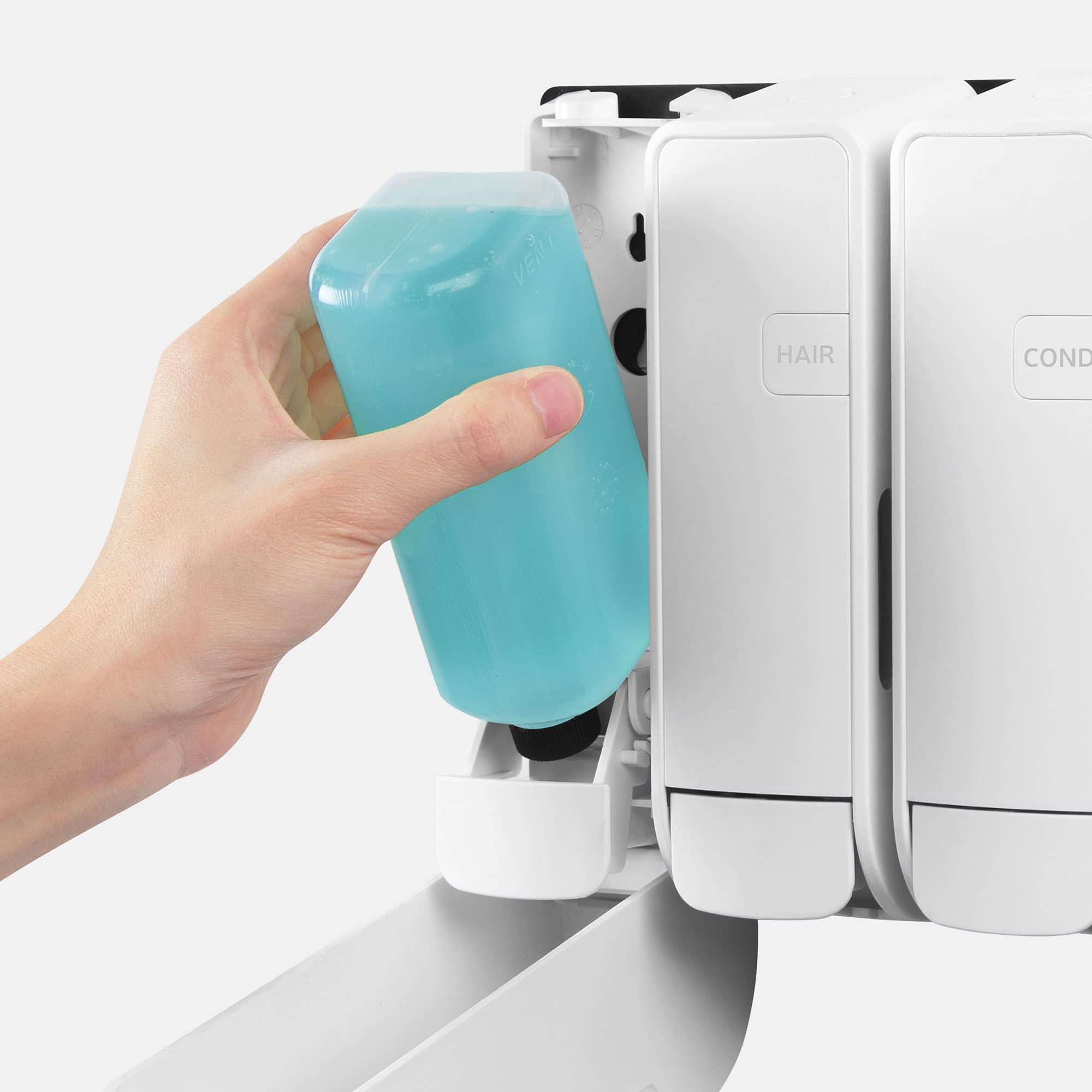 EZ-Shower Wall Mount Body Wash, Shampoo & Conditioner Dispenser Set - 350ml (12oz) x 3 Bottles for Bathroom, RV, Airbnb - White (Refill Cartridges Sold Separately) - Perfect for Space-Saving Showers & Travel-Friendly Accommodations